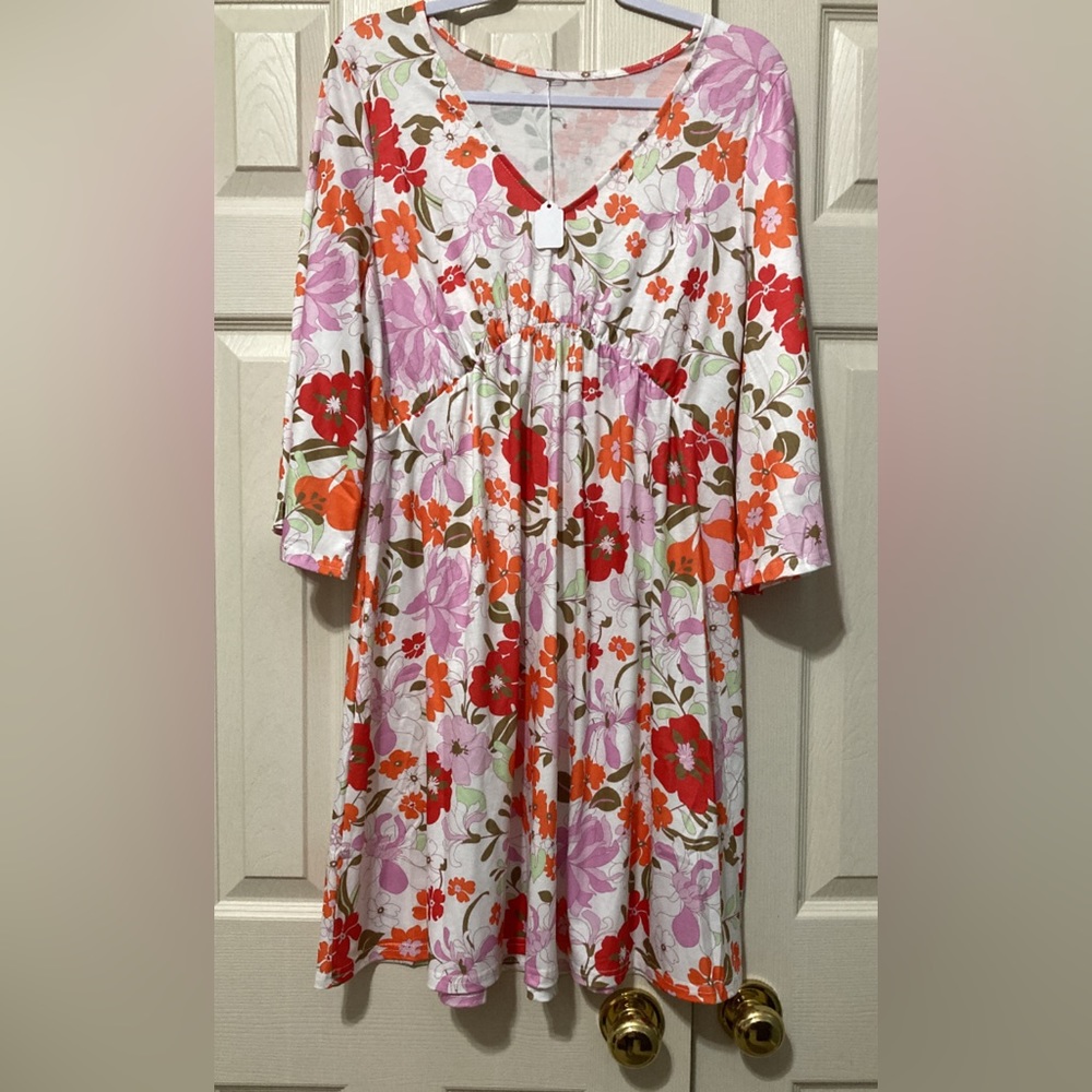 3/4 sleeve floral dress